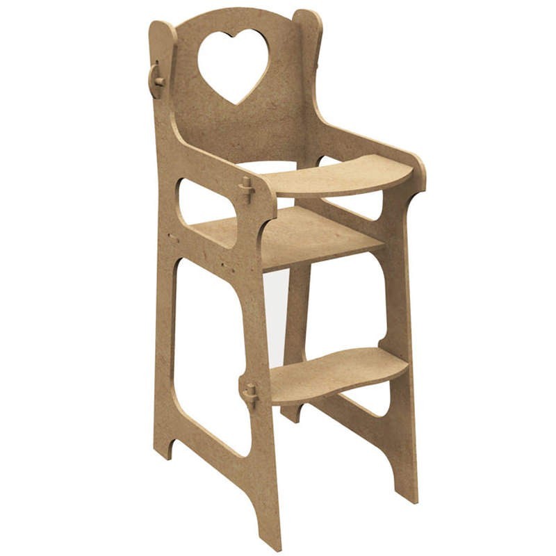 Chaise haute de poupée en bois à décorer Chaise haute de poupée en bois à décorer