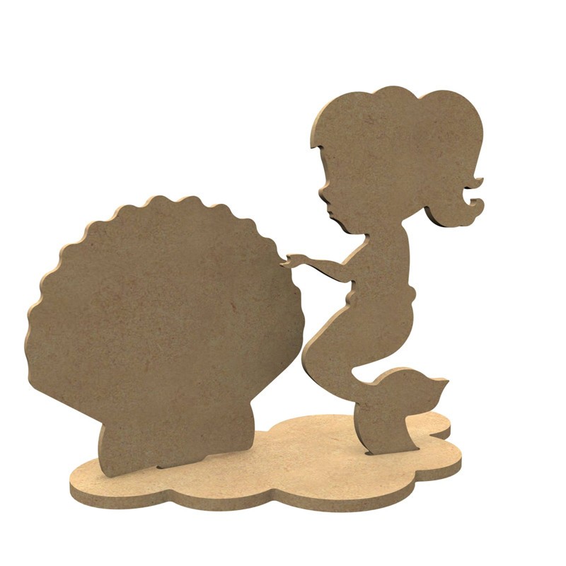 Déco 3D sirène coquillage en bois à décorer Déco 3D sirène coquillage en bois à décorer