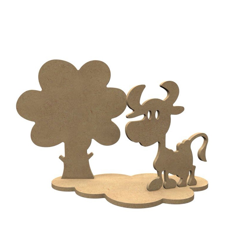 Déco 3D vache pommier en bois à décorer Déco 3D vache pommier en bois à décorer