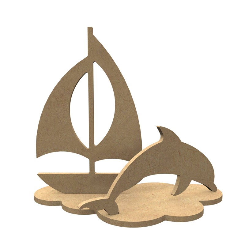 Déco 3D bateau dauphin en bois à décorer Déco 3D bateau dauphin en bois à décorer