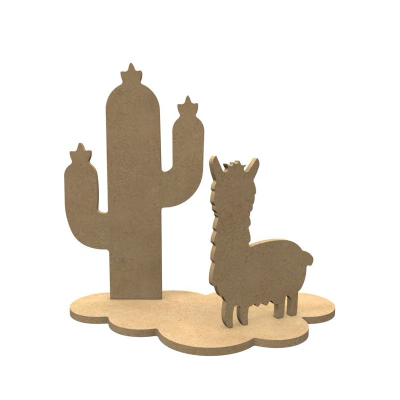 Déco 3D lama cactus en bois à décorer Déco 3D lama cactus en bois à décorer
