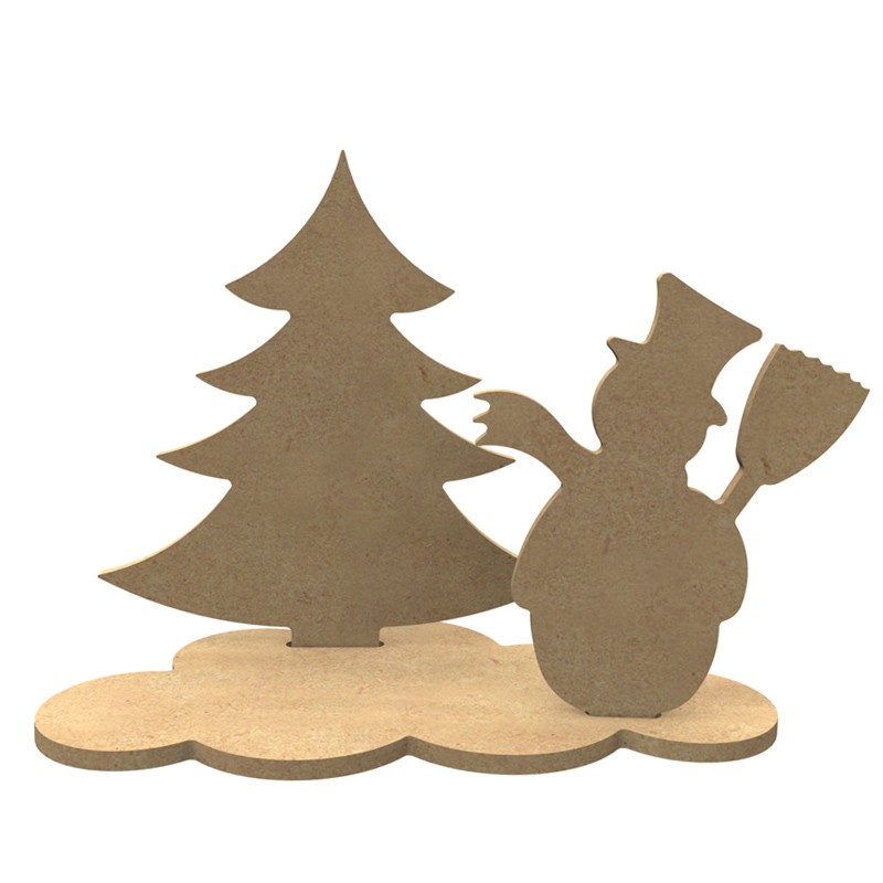 Déco 3D sapin bonhomme de neige en bois à décorer Déco 3D sapin bonhomme de neige en bois à décorer