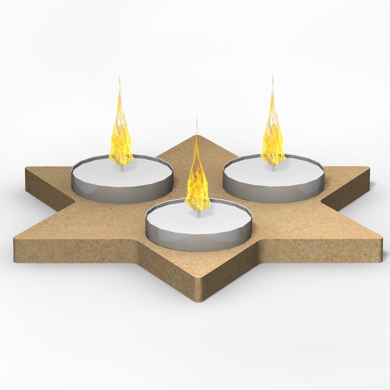 Support 3 bougies chauffe plat forme étoile en bois à décorer Support 3 bougies chauffe plat forme étoile en bois à décorer