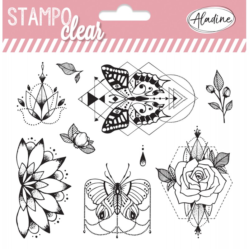 STAMPO CLEAR PIVOINE / PAPILLONS