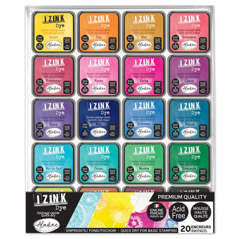 Set 20 encreurs aquarellable - Izink Dye Set 20 encreurs aquarellable - Izink Dye