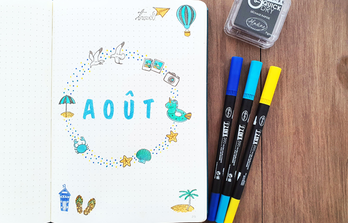 bullet journal aout summer