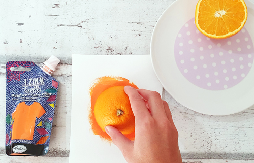 peinture textile fruit printing orange