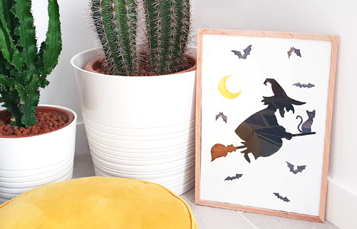 tableau pochoir sorciere deco diy halloween