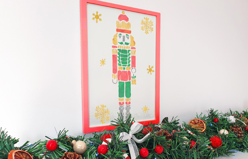 tableau decoratif pochoir deco noel peinture